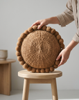 ROUND WITH POM POMS - MEDIUM
