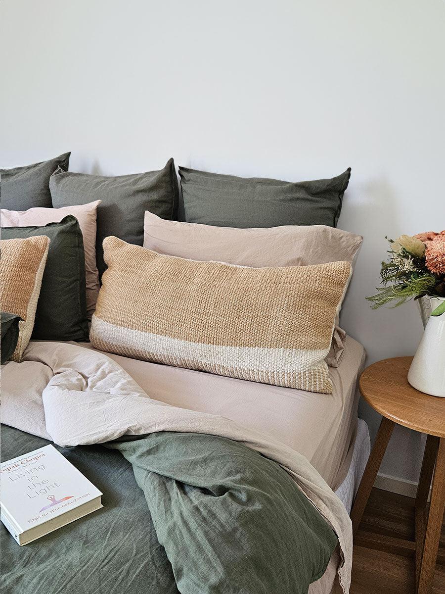 VALLE CUSHION - STYLE 2 - XL LUMBAR | SAND AND NATURAL-The Andes Project