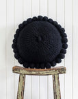 ROUND WITH POM POMS - MEDIUM | BLACK-The Andes Project