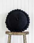 ROUND WITH POM POMS - MEDIUM | BLACK-The Andes Project