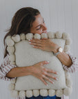 SQUARE WITH POM POMS - LARGE | NATURAL-The Andes Project