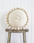 ROUND WITH POM POMS - MEDIUM | NATURAL-The Andes Project
