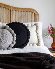 ROUND WITH POM POMS - MEDIUM | BLACK-The Andes Project