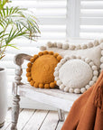 ROUND WITH POM POMS - SMALL | NATURAL-The Andes Project