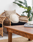 ROUND WITH POM POMS - MEDIUM | NATURAL-The Andes Project