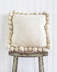 SQUARE WITH POM POMS - LARGE | NATURAL-The Andes Project