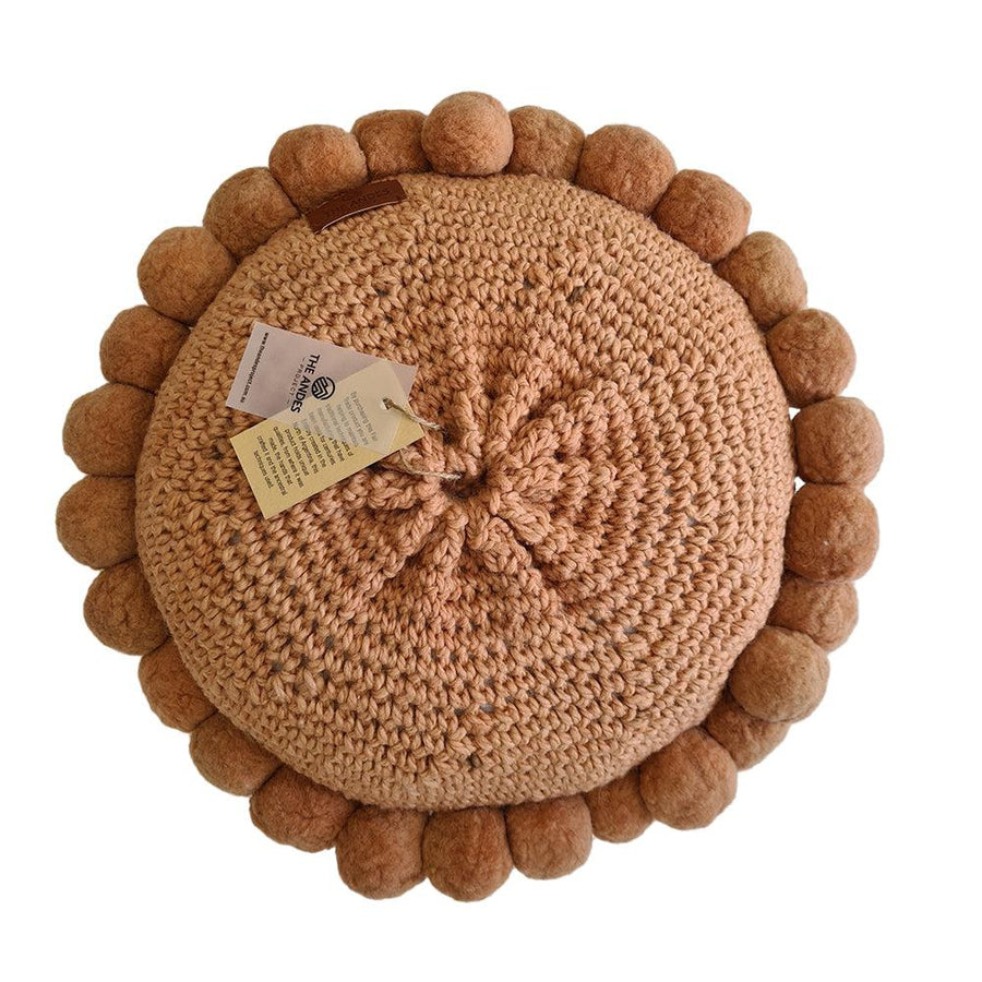 ROUND WITH POM POMS - MEDIUM | DUSTY PINK-The Andes Project
