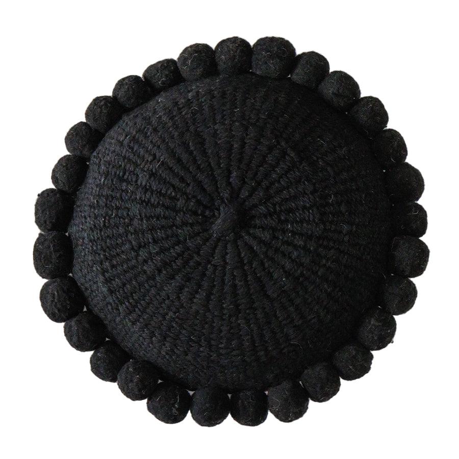 ROUND WITH POM POMS - MEDIUM | BLACK-The Andes Project