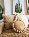 ROUND WITH POM POMS - MEDIUM | NATURAL-The Andes Project