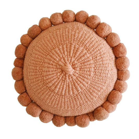 ROUND WITH POM POMS - MEDIUM | DUSTY PINK-The Andes Project