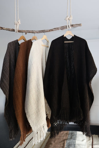 Poncho - 100% Llama wool - Black