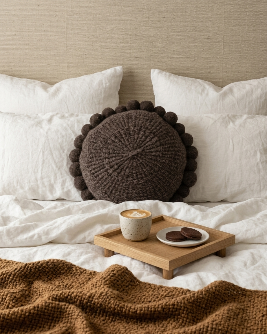 ROUND WITH POM POMS - MEDIUM