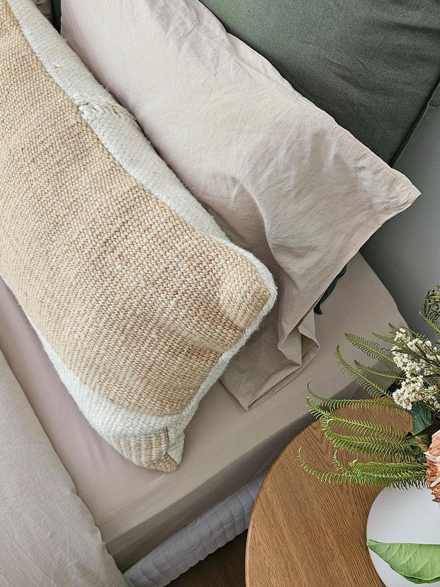 VALLE CUSHION - STYLE 2 - XL LUMBAR | SAND AND NATURAL-The Andes Project