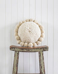 ROUND WITH POM POMS - SMALL | NATURAL-The Andes Project