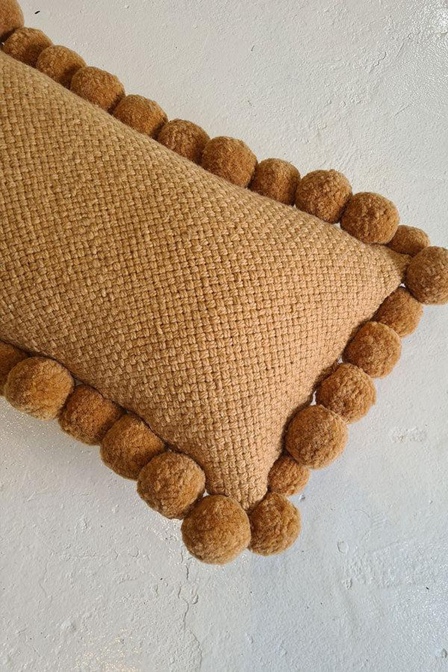LUMBAR WITH POM POMS - CAMEL-The Andes Project