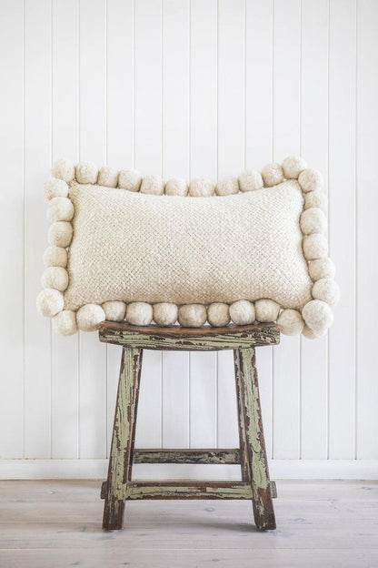 LUMBAR WITH POM POMS - NATURAL-The Andes Project
