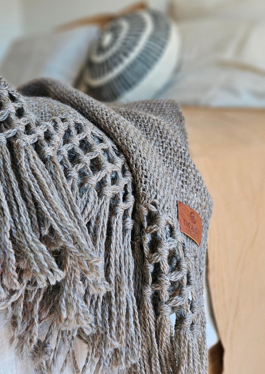 PUNA LLAMA THROW - SMALL | GREY COLOUR-The Andes Project