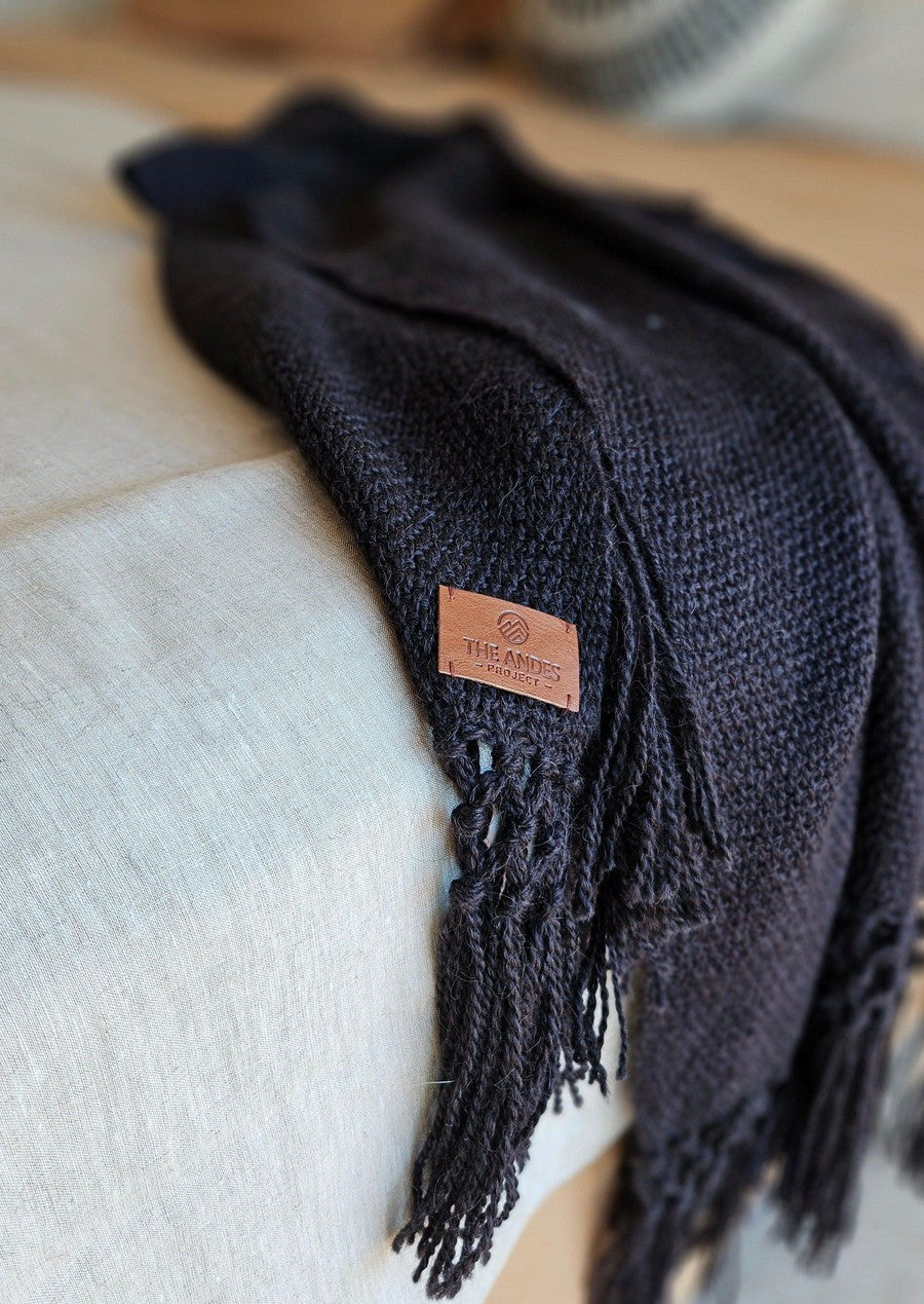 PUNA LLAMA THROW - SMALL | BLACK COLOUR-The Andes Project