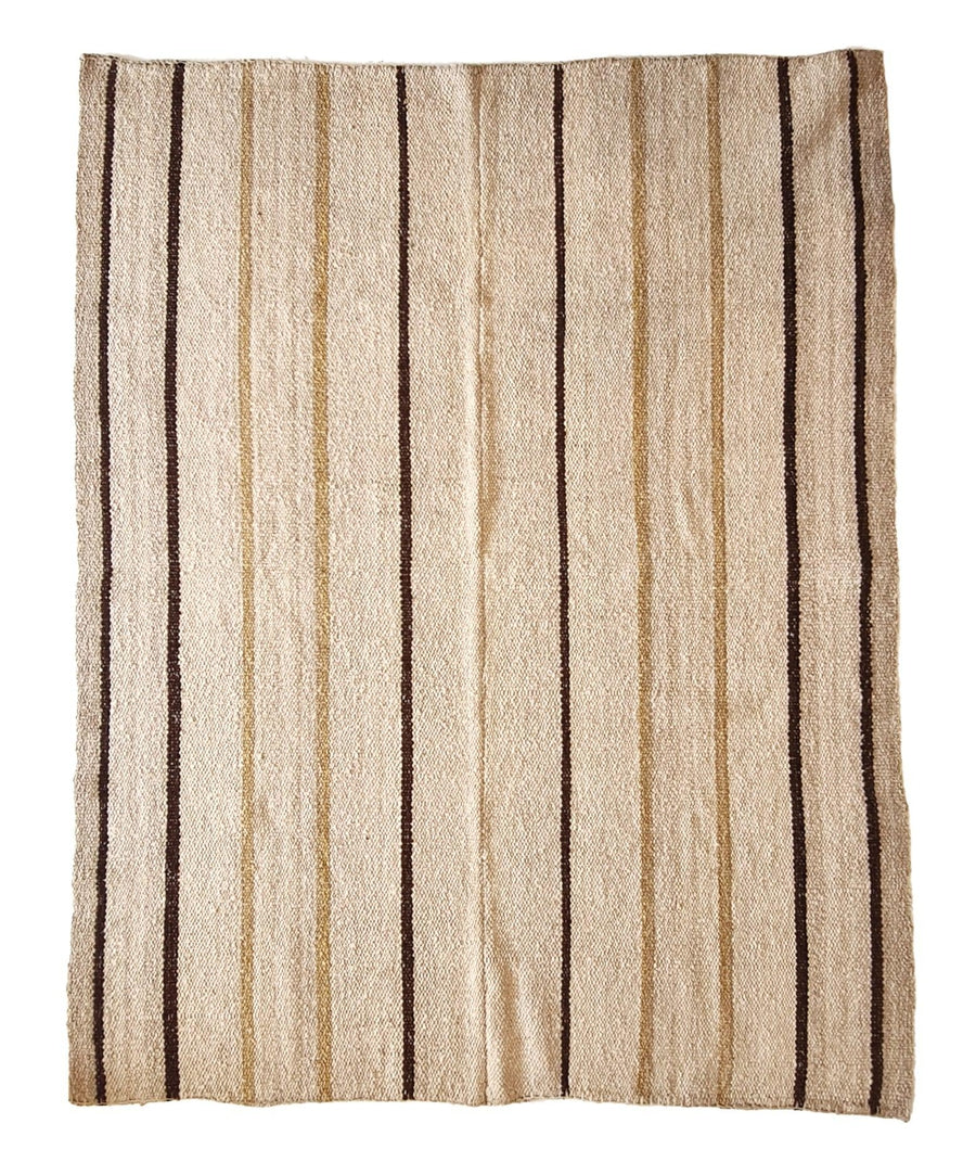 UQUIA RUG | NATURAL W/STRIPS COFFEE AND MUSTARD-The Andes Project