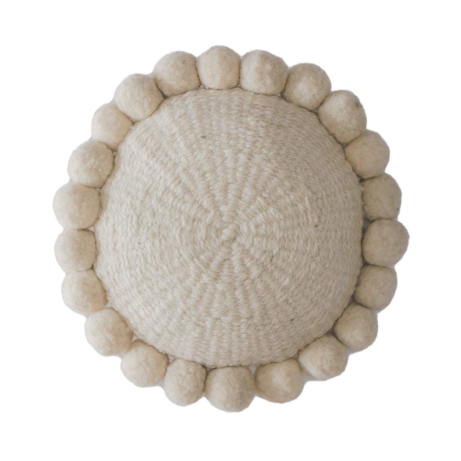 ROUND WITH POM POMS - SMALL | NATURAL-The Andes Project