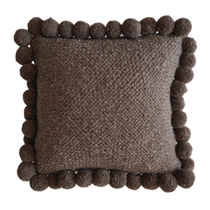 SQUARE WITH POM POMS - LARGE | COFFEE-The Andes Project