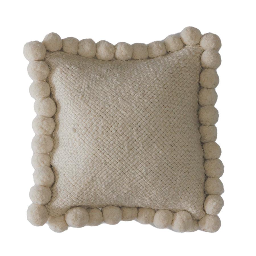 SQUARE WITH POM POMS - MEDIUM | NATURAL-The Andes Project
