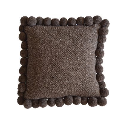SQUARE WITH POM POMS - MEDIUM | COFFEE-The Andes Project