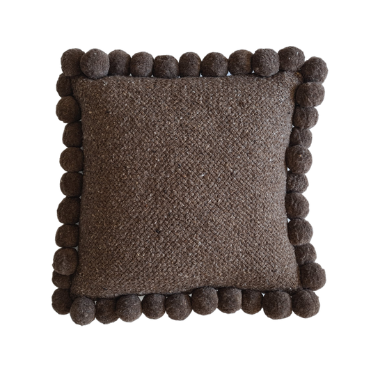 SQUARE WITH POM POMS - MEDIUM | COFFEE-The Andes Project