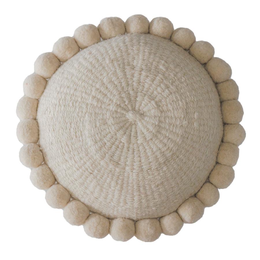 ROUND WITH POM POMS - MEDIUM | NATURAL-The Andes Project