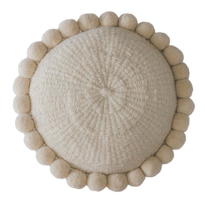 ROUND WITH POM POMS - MEDIUM | NATURAL-The Andes Project