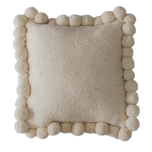 SQUARE WITH POM POMS - LARGE | NATURAL-The Andes Project