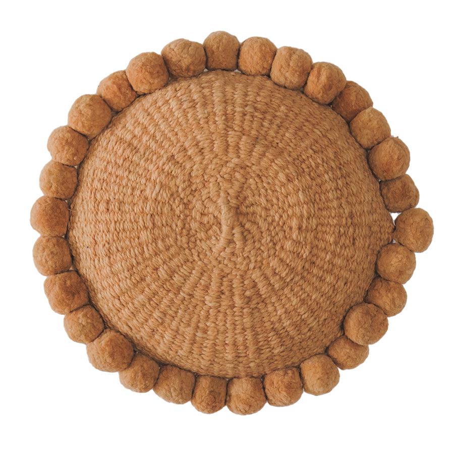 ROUND WITH POM POMS - MEDIUM | CAMEL-The Andes Project