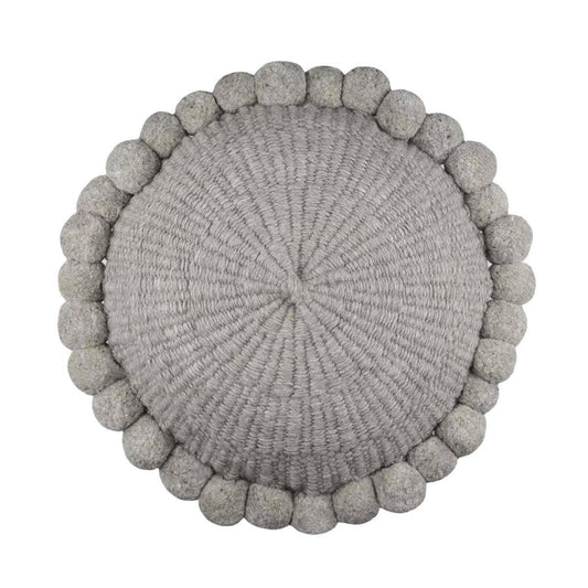 ROUND WITH POM POMS - MEDIUM | GREY COLOUR-The Andes Project