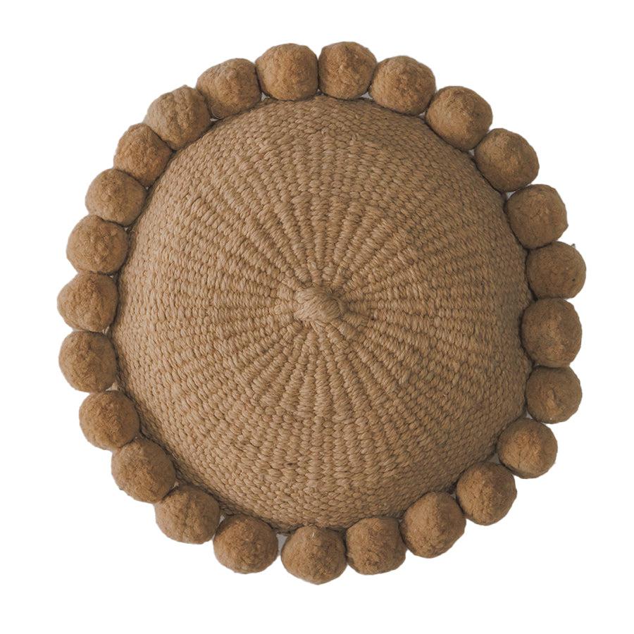 ROUND WITH POM POMS - MEDIUM | SAND-The Andes Project