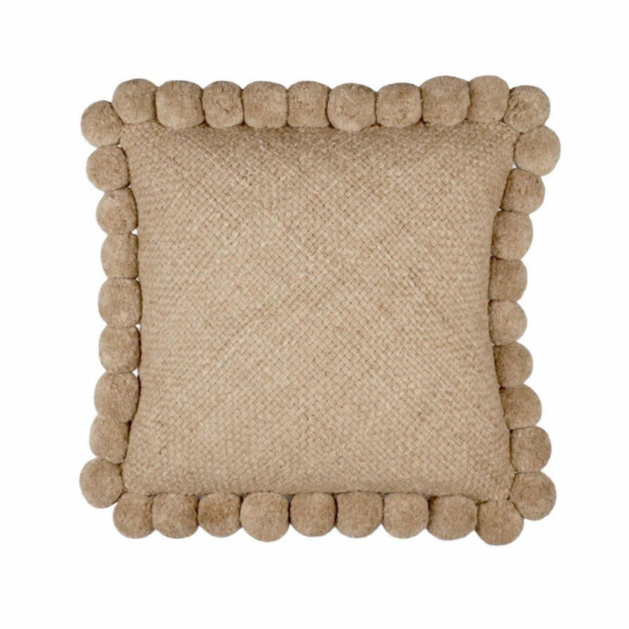 SQUARE WITH POM POMS - MEDIUM | SAND COLOUR-The Andes Project