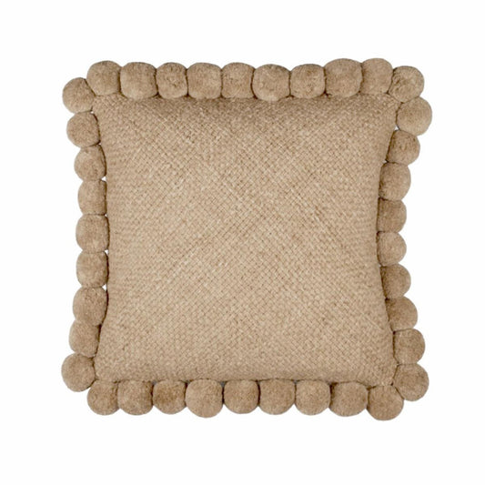 SQUARE WITH POM POMS - MEDIUM | SAND COLOUR-The Andes Project