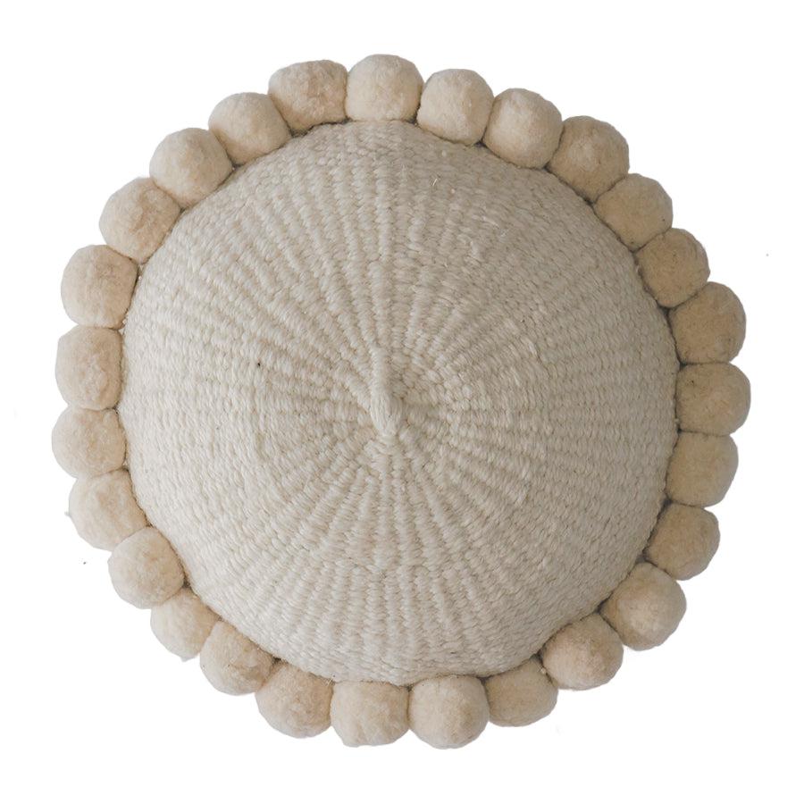 ROUND WITH POM POMS - LARGE | NATURAL-The Andes Project